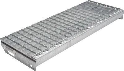 Produktbild von Gitterrost-Stufen 30 x 30 mm, feuerverzinkt, rutschhemmend - Breite: 700 mm, Tiefe: 270 mm