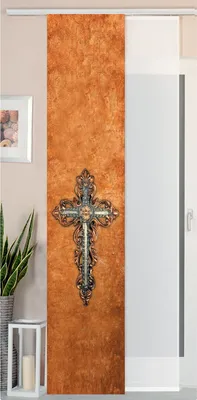 Produktbild von 2er Set Schiebegardine Flächenvorhang Wildseide Optik und Voile Paneel, 245x45, Kreuz, 80400