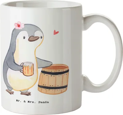 Produktbild von Mr. & Mrs. Panda Kaffeetasse Bierbrauerin Herz - Weiß - Geschenk, Biergeschenk, bedruckt, Tasse, Bierfass, Party, Kaffeebecher, , Pott, Becher