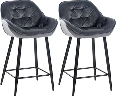 Produktbild von CLP 2er Set Barhocker Gibson Samt, Sitzhöhe 76 cm dunkelgrau