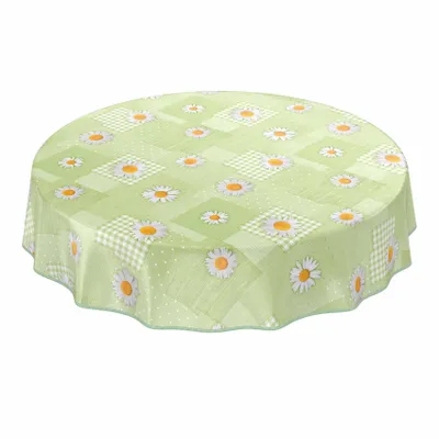 Produktbild von Tischdecke Wachstuch Blumen Grün Robust Wasserabweisend Rund 140 cm