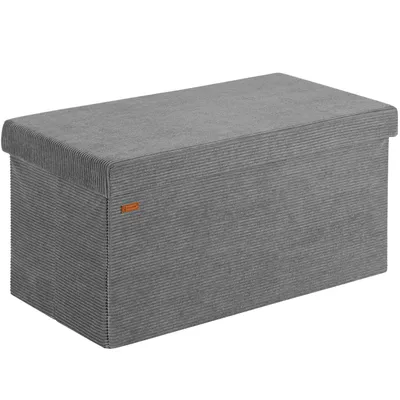 Produktbild von CASARIA® Sitzbank mit Stauraum Anthrazit Cord Faltbar Sitzbank 300kg Belastbar 76x38cm Truhe für Wohnzimmer Schlafzimmer Flur Diele Truhenbank Bank