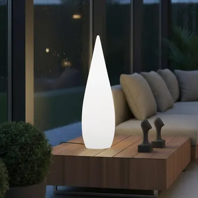 Produktbild von LED Kegellampe 80 cm Tischlampe Stehlampe Farbwechsel Akku Leuchte RGB kabellos mit Ladegerät Saunalampe Dekoleuchte Leuchtkegel