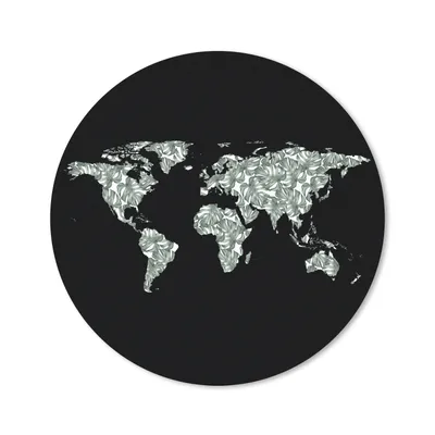 Produktbild von MuchoWow® Mauspad Mousepad Weltkarte - Pflanzen - Schwarz 40x40 cm - Mousepads - Maus Mat - Pad - Mausunterlage - Schreibtisch Accessoires
