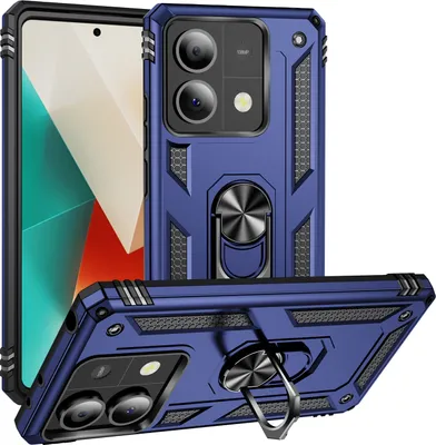 Obrázek produktu pro Pouzdro pro Xiaomi Redmi Note 13 5G dvouvrstvé robustní, vojenská ochrana pouzdro s držákem prstenu a stojánkem modré