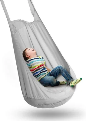 Image de Unyqoos® : Fauteuil suspendu pour enfants et adolescents – avec kit de montage et coussin gonflable, 100% coton, idéal pour la chambre des enfants et le jardin
