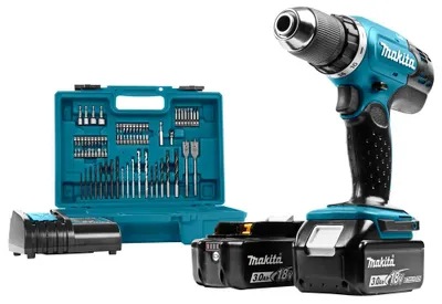 Image de Perceuse visseuse LXT 18V avec kit d'accessoires + 2 batteries 3Ah + chargeur + coffret - MAKITA - DDF453SFX1