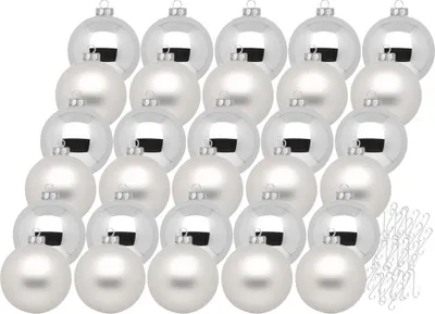 Produktbild von Weihnachtskugeln 30 Stk 6cm Frosty Silver mit Haken
