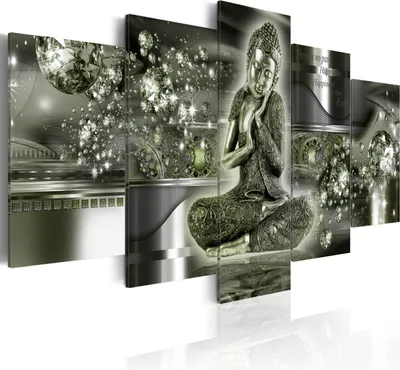 Zdjęcie produktu dla Canvas obrazy 200x100 cm h-A-0053-b-o włóknina canvas obraz 5 sztuk art print nowoczesna grafika ścienna XXL dekoracja ścienna design obraz ścienny ABSTRAKT BUDDHA ZEN