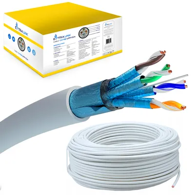 Obrázek produktu pro Extralink Síťový kabel s krouceným párem CAT6A FTP (F/FTP) V2 Interní 500M, 500 m, Cat6a, F/FTP (FFTP), Šedá