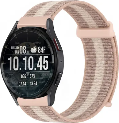 Produktbild von Smartwatch Armband für Samsung Galaxy Watch5 44mm Nylon Textil Band Ersatzband Wechselband Klettverschluss flexibel atmungsaktiv Rosa