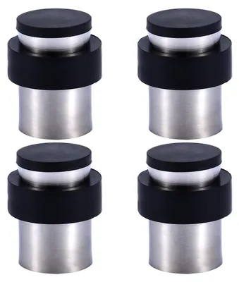 Image de 4 butoirs de porte à visser – à fixer au sol ou au mur – butoirs de porte en acier inoxydable et caoutchouc, matériel de montage inclus