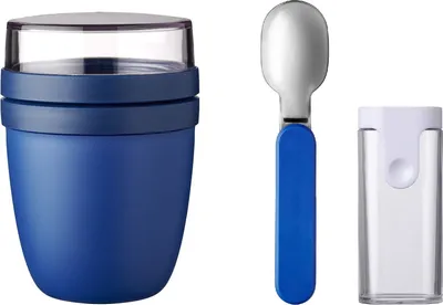 Produktbild von Mepal - Klapplöffel Set mit Lunchpot Ellipse - Praktischer Joghurtbecher & Müslibecher - Unterteilung für Joghurt & Müsli - Geeignet für Gefrierschrank, Mikrowelle & Spülmaschine - Vivid Blue
