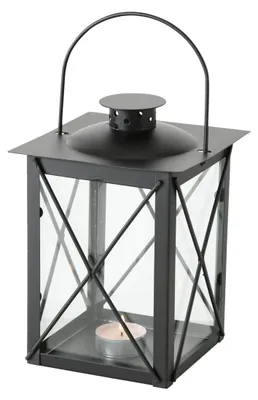 Laterne Farol aus Eisen, schwarz, 14x14x20 cm, für drinnen & draußen