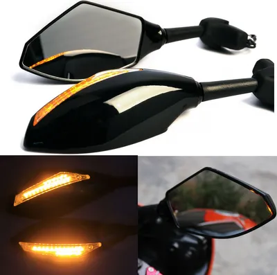 Produktbild von Motorrad Single LED Turn Lights Seitenspiegel Signal Indikator Rückspiegel für Honda Suzuki Kawasaki Ducati Yamaha black_ Einzelpunkt