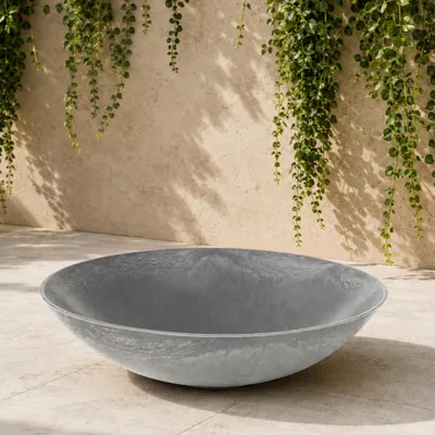 Immagine prodotto di Ciotola piatta per piante da esterno Ciotola decorativa rotonda grigio chiaro 45 cm