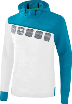Produktbild von Erima 5-C Kapuzensweat Herren - Weiß / Oriental Blue / Colonial Blue  | Größe: S