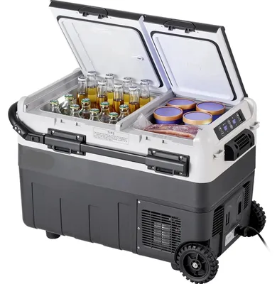 Produktbild von Autokühlschrank 40L - Kompressorkühlschrank und Mini-Gefrierschrank mit Rädern und zwei Temperaturzonen