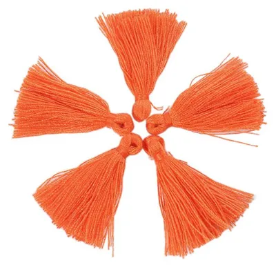 Productafbeelding van Mini-kwastjes - 100 stuks handgemaakte katoenen hangers - Geschikt voor sieraden maken en knutselen - 3 cm - Oranje