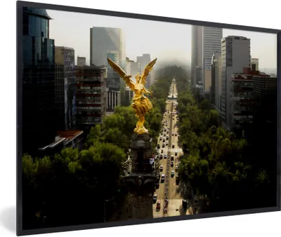 Produktbild von MuchoWow® Gerahmtes Poster Luftaufnahme des Unabhängigkeitsengels in Mexiko-Stadt 30x20 cm - Poster mit Schwarzem Bilderrahmen Wandposter Rahmen Foto Bilder - Kunstdruck - Bild-Poster