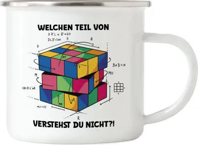 Produktbild von Welchen Teil Von Verstehst Du Nicht Emaille Tasse Logik Mathematik Spiel Gedächtnis Zauberwürfel Verstand Intellekt