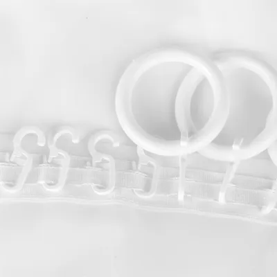 Zdjęcie produktu dla Kółka do zasłon z haczykami na plisy, zestaw 20 haczyków na plisy, do karniszy o średnicy do 16 mm, białe