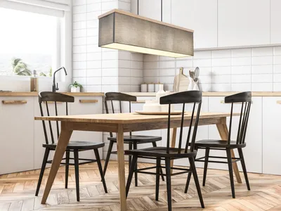 Produktbild von LED Pendelleuchte mit Stoff Lampenschirm, Küchenlampe hängend für über Esstisch