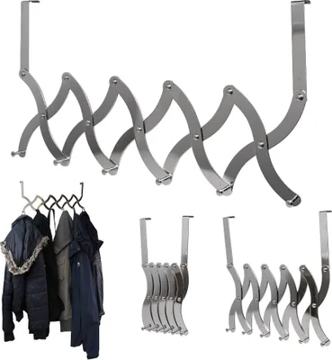 Produktbild von e-Best Türgarderobe Edelstahl, Türhaken, Kleiderhaken, Garderobenhaken mit 6 Haken - Mäntel, Hüte, Jacken - 6 Kleiderhaken - ohne Bohren