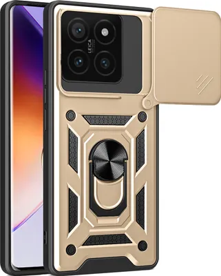 Produktbild von Hülle für Xiaomi 14T Magnetische Ring Ständer Halter Dia Kameraschutz TPU Bumper Silikon Schutzhülle Gold