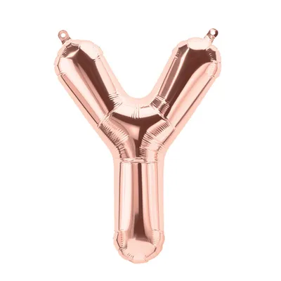 Immagine prodotto di Palloncino in foil con lettera Y, oro rosa, 40 cm circa, da riempire con aria compressa