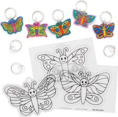 Produktbild von Selbstmach-Kunststoff-Schlüsselanhänger-Set für Kinder, 8-teilig