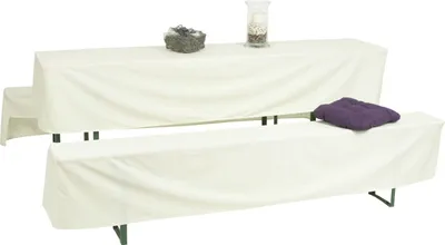 Produktbild von GO-DE Bierzeltgarnitur-Hussen weiß 220x50cm 220 x 50 x 42 cm, (50er Tisch)