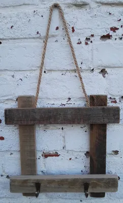 Produktbild von Garderobenleiste am Seil Wandgarderobe,Hakenleiste Holz 2 Eisenhaken