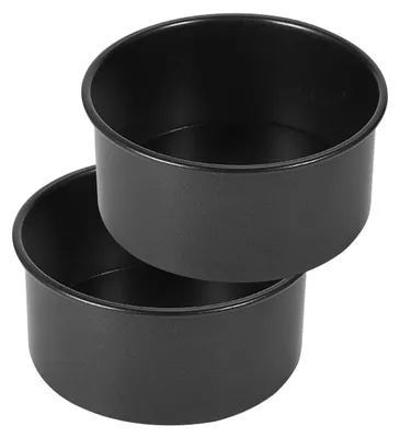 Produktbild von Runde Backform 10cm Edelstahl Antihaftbeschichtung 2 Stück Set Schwarz