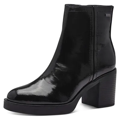Image de Bottines Chelsea pour femmes s.Oliver, avec talon bloc, élégantes, noires (cuir verni), taille 38