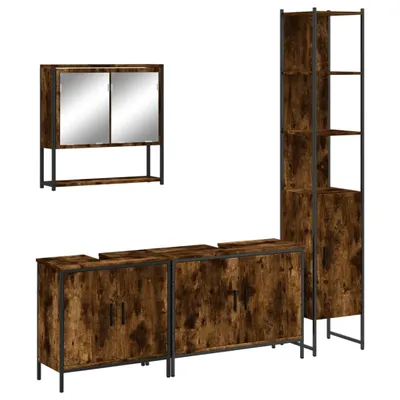 Produktbild von 4-tlg. Badmöbel-Set Räuchereiche Holzwerkstoff