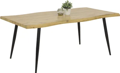 Produktbild von Esstisch Gabi-Baumkantenoptik Nachbildung Wildeiche-Metallgestell Rundrohr-180x100cm