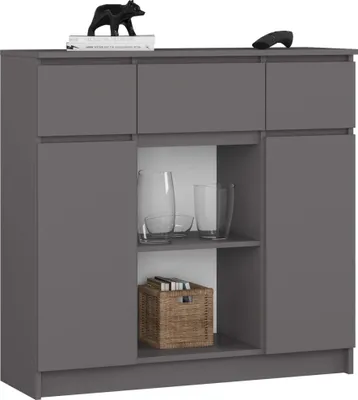 Produktbild von Akord Kommode 2 Türen + 1 Kleine Tür 3 Schubladen Graphit 101X35X98 Cm