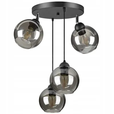 Zdjęcie produktu dla LUXOLAR Lampa wisząca led 4 płomienie, lampa sufitowa obrotowa czarna E27 60W - lampa wisząca do salonu, kuchni
