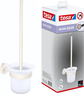 Produktbild von tesa WC-Bürstenhalter Wand Klobürstenhalter weiß matt ohne Bohren - MOON WHITE