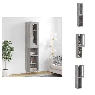 Imagen del producto de vidaXL Mueble alto gris Sonoma de 34,5 x 34 x 180 cm, fabricado en material de madera - Muebles aparador