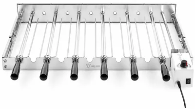 Immagine prodotto di Accessorio per barbecue in acciaio inossidabile BBQ-Toro con 6 spiedini, dimensioni 70 x 40 cm, motore posizionato a destra, con alimentazione a corrente e porta USB