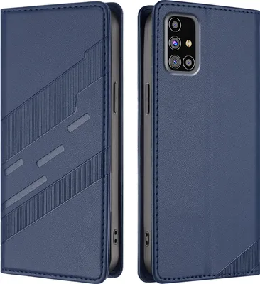 Produktbild von Hülle für Samsung Galaxy M31S, Kunstleder Brieftaschen Handyhülle mit Kartenfach und Standfunktion Blau