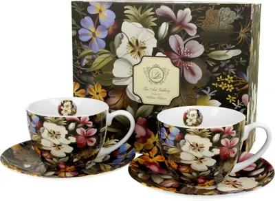 Produktbild von DUO ART GALLERY 2er-Set Tassen 280 ml BLACK mit Untertassen, New Bone China Porzellan