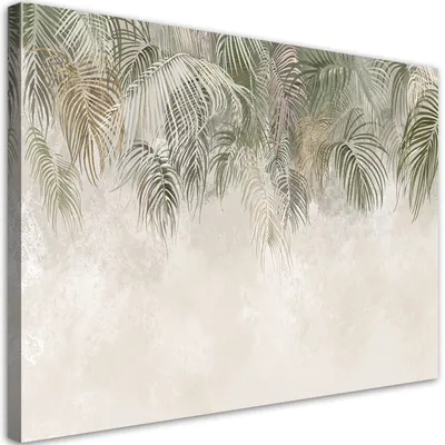 Produktbild von Leinwandbild palmenblätter 90x60 cm Feeby braun wandbild bereit zum aufhängen