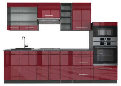 Obrázek produktu pro Kuchyňský kout Vicco Fame-Line Bordeaux vysoký lesk/antracitová 280 cm bez pracovní desky, Model 36422