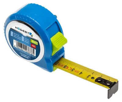 Produktbild von Rollbandmaß Högert Technik – 5 m, Stahlband, kompaktes Gehäuse, Maßband für Werkstatt, Gürtelclip, Messwerkzeug für Handwerk, Art. HT4M436