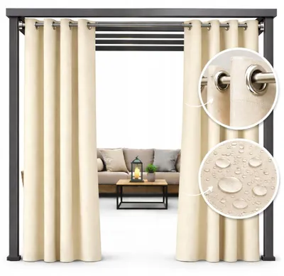 Produktbild von Wasserdichter Outdoor-Vorhang 155 x 220 cm mit Ösen für Terrasse oder Balkon, ecru