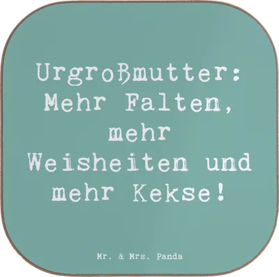 Produktbild von Mr. & Mrs. Panda Untersetzer Glas Spruch Urgroßmutter Weisheiten - Meeresbrise - Geschenk, Freude, unterleger, Familientradition, Erinnerungen, Geschenke, Erfahrung