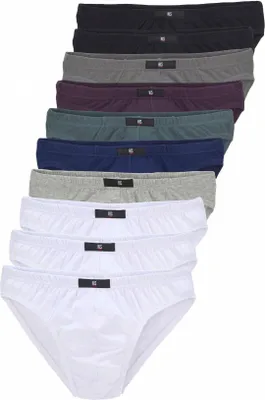 Produktbild von H.I.S. Slip Männer Unterhose 10 -teilig weiß, grau-meliert, blau, blau-grün, anthrazit, aubergine, schwarz Größe 7